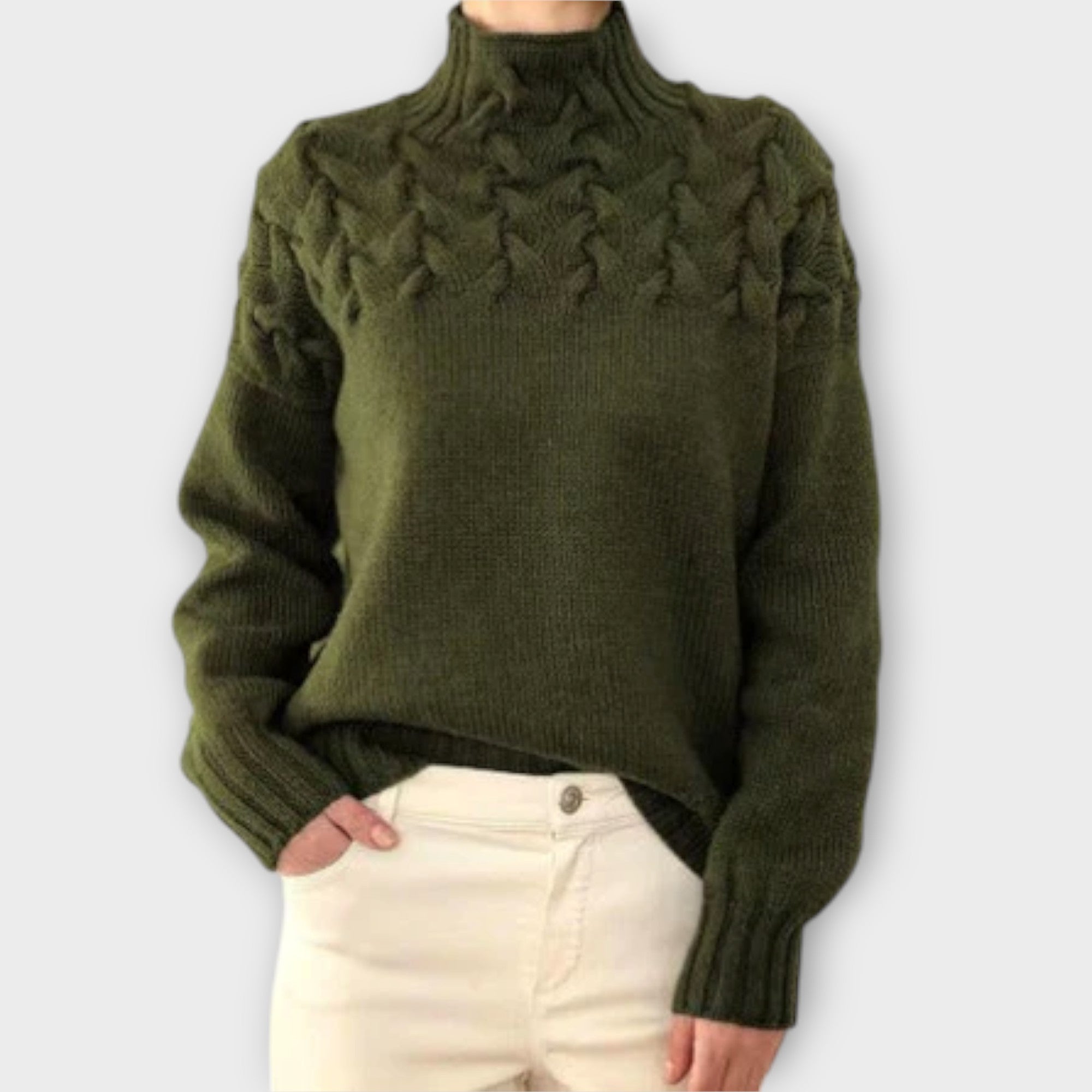 Eva - Women&#39;s Sweater with Cable Knit Detail