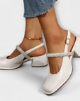 Celandra - Mary Janes with Glitter Straps and Block Heel