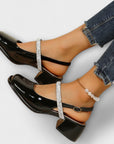 Celandra - Mary Janes with Glitter Straps and Block Heel