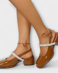 Celandra - Mary Janes with Glitter Straps and Block Heel