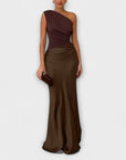 Elegant One-Shoulder Pleated Maxi Dress