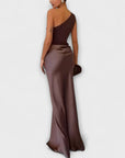 Elegant One-Shoulder Pleated Maxi Dress