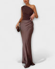 Elegant One-Shoulder Pleated Maxi Dress