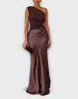 Elegant One-Shoulder Pleated Maxi Dress