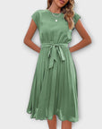 Claire - Short Sleeve, Pleated, Casual Mini Dress