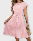 Claire - Short Sleeve, Pleated, Casual Mini Dress