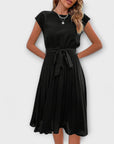 Claire - Short Sleeve, Pleated, Casual Mini Dress