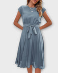 Claire - Short Sleeve, Pleated, Casual Mini Dress