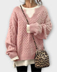 Oversized Knitted Sweater with Cable Pattern
