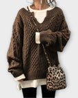 Oversized Knitted Sweater with Cable Pattern