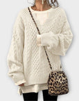 Oversized Knitted Sweater with Cable Pattern