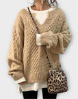 Oversized Knitted Sweater with Cable Pattern