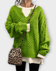 Oversized Knitted Sweater with Cable Pattern