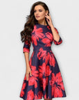 Retrozo - Elegant Knee-Length Dress