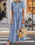 Ariella™ | Tummy Coverage Denim Style Maxi Dress
