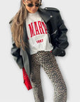 Chandra - Vintage Jeans with Leopard Print