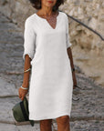 Selena™ | Timeless Tummy Covering V-Neck Dress
