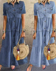 Ariella™ | Tummy Coverage Denim Style Maxi Dress
