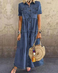 Ariella™ | Tummy Coverage Denim Style Maxi Dress