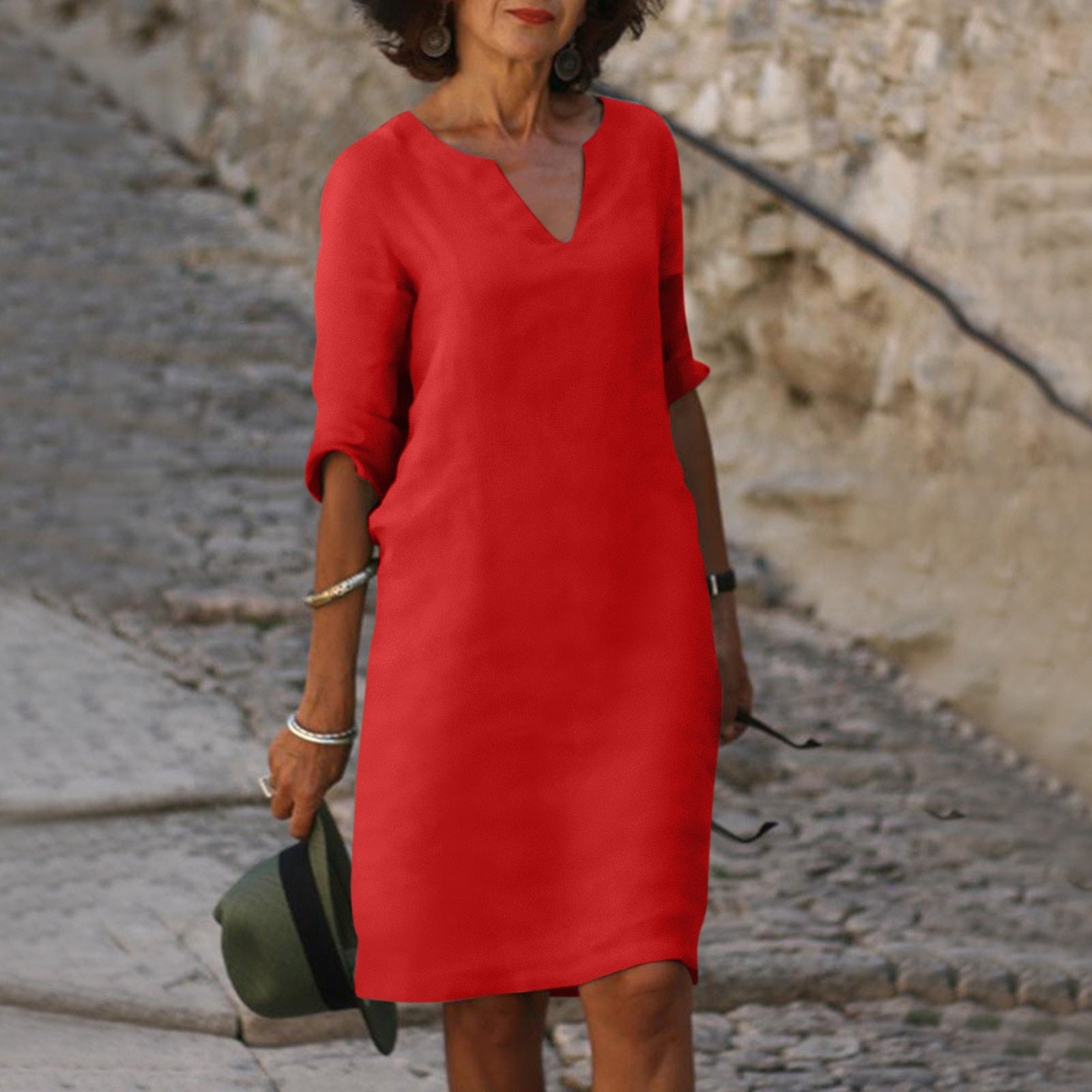 Selena™ | Timeless Tummy Covering V-Neck Dress