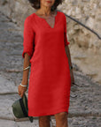 Selena™ | Timeless Tummy Covering V-Neck Dress