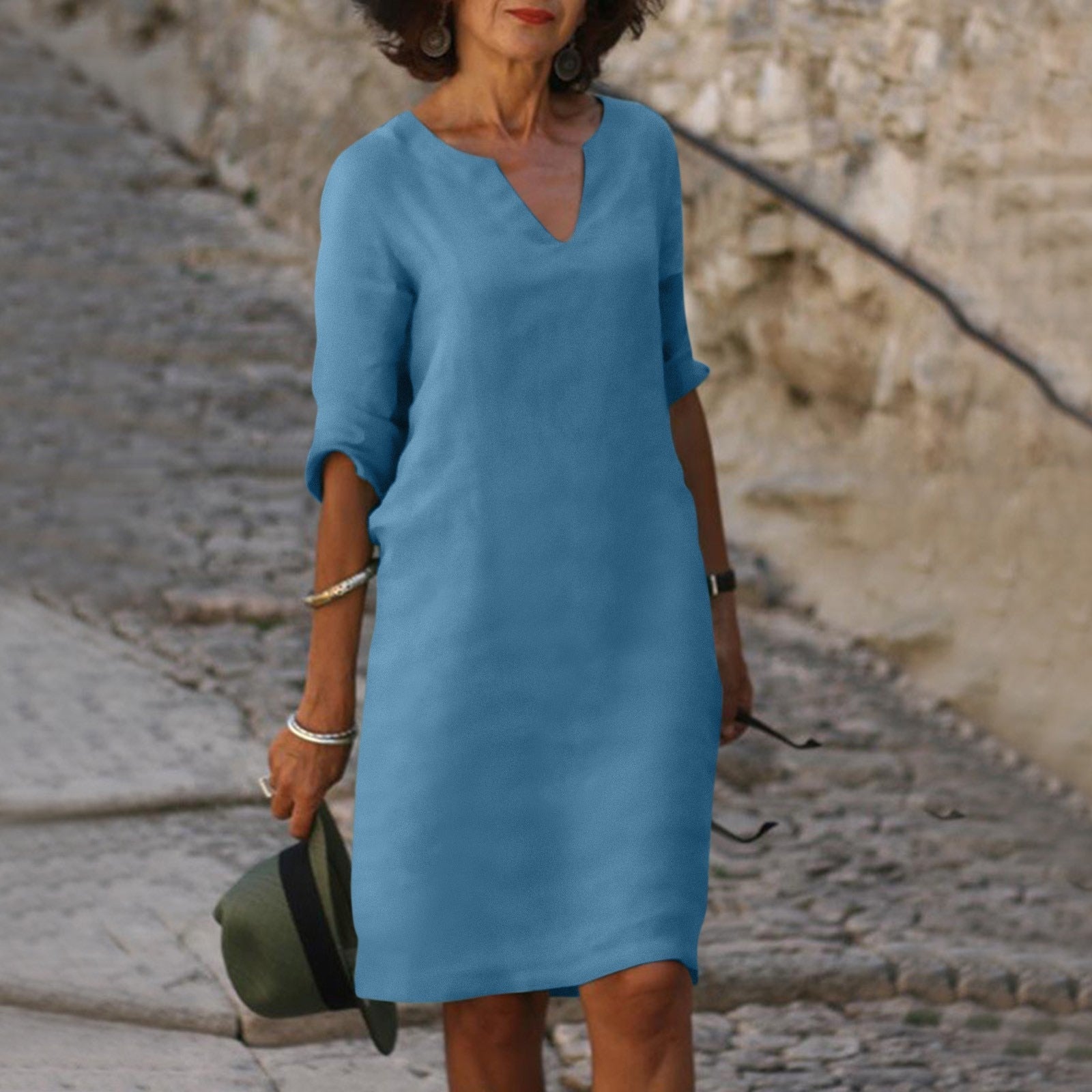 Selena™ | Timeless Tummy Covering V-Neck Dress