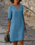 Selena™ | Timeless Tummy Covering V-Neck Dress