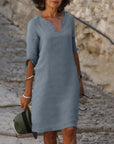 Selena™ | Timeless Tummy Covering V-Neck Dress