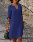 Selena™ | Timeless Tummy Covering V-Neck Dress