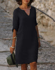 Selena™ | Timeless Tummy Covering V-Neck Dress