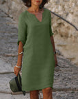 Selena™ | Timeless Tummy Covering V-Neck Dress