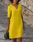 Selena™ | Timeless Tummy Covering V-Neck Dress