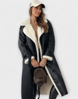 Maria – Long classic jacket with fleece lining and teddy collar