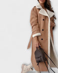 Maria – Long classic jacket with fleece lining and teddy collar