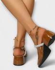 Celandra - Mary Janes with Glitter Straps and Block Heel