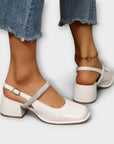 Celandra - Mary Janes with Glitter Straps and Block Heel
