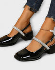 Celandra - Mary Janes with Glitter Straps and Block Heel