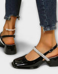 Celandra - Mary Janes with Glitter Straps and Block Heel