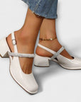 Celandra - Mary Janes with Glitter Straps and Block Heel