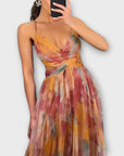Annai Mesh Maxi Dress - Elegant and Figure-Hugging