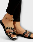 Leopard Cross-Strap Sandals