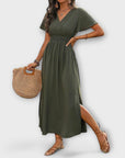 Heather - Elegant Boho Dress with V-Neck and Long Sleeves