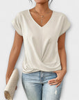 Eloise - V-Neck Top with Button Detail