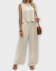 Valeria - Vest with Petal Edge & Long Pants