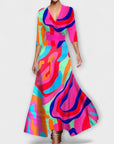 Alma - Elegant Puff Sleeve Design Ladies' Dress
