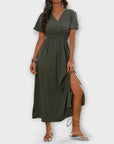Heather - Elegant Boho Dress with V-Neck and Long Sleeves