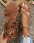 Women's Casual Strappy Roman Sandals with Zipper Back