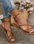 Women's Casual Strappy Roman Sandals with Zipper Back