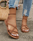 Women's Casual Strappy Roman Sandals with Zipper Back
