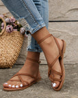 Women's Casual Strappy Roman Sandals with Zipper Back